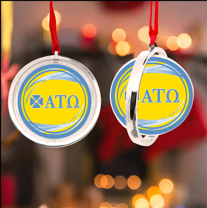 Alpha Tau Omega Christmas Reversible Flat Round Ornament