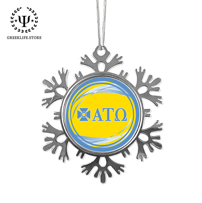 Alpha Tau Omega Christmas Ornament - Snowflake Metal