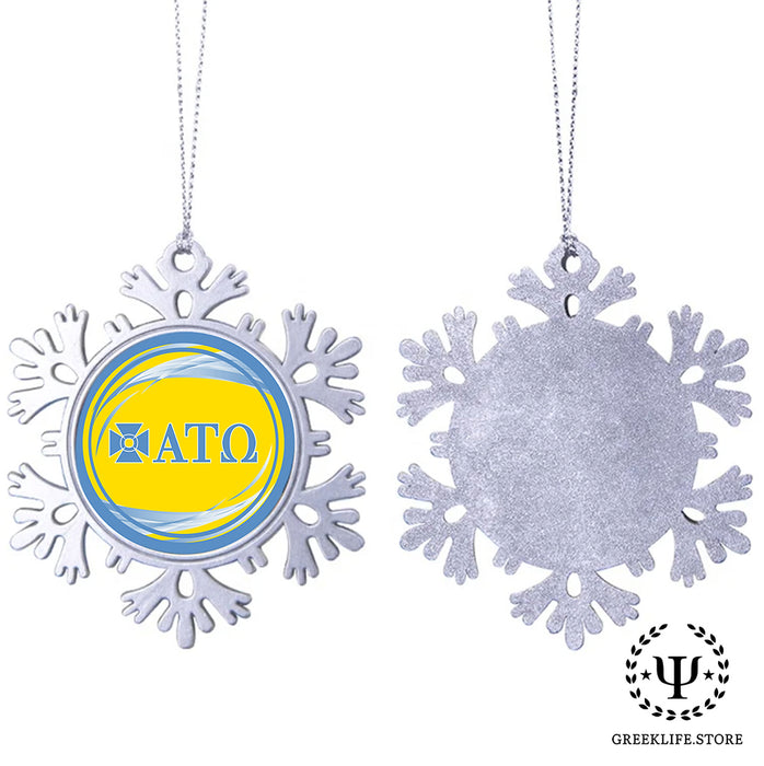 Alpha Tau Omega Christmas Ornament - Snowflake Metal