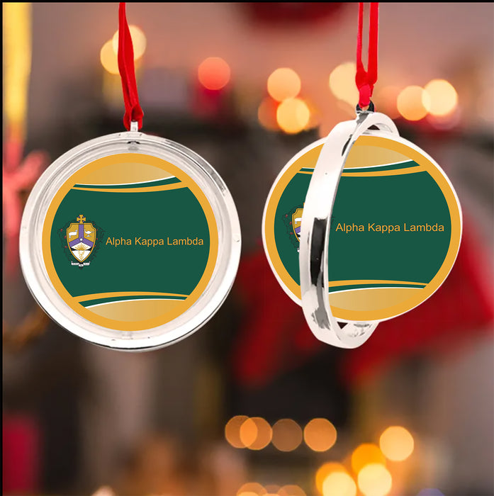 Alpha Kappa Lambda Christmas Reversible Flat Round Ornament