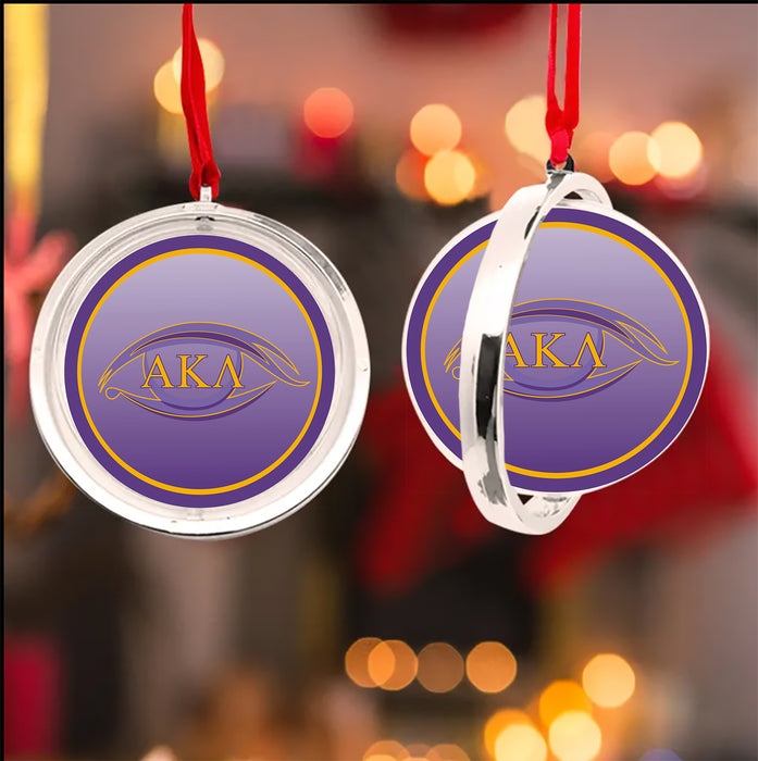 Alpha Kappa Lambda Christmas Reversible Flat Round Ornament