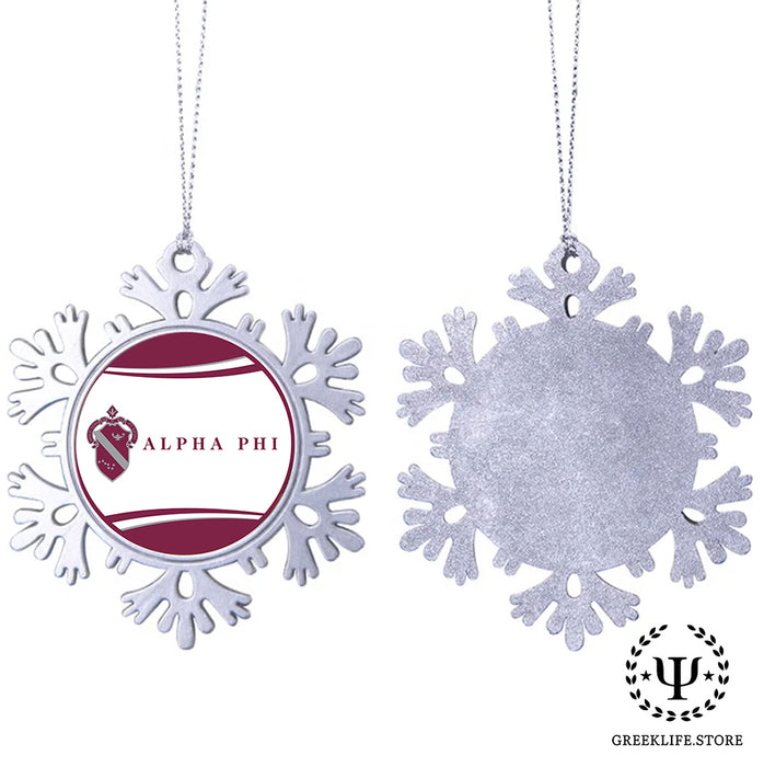 Alpha Phi Christmas Ornament - Snowflake Metal