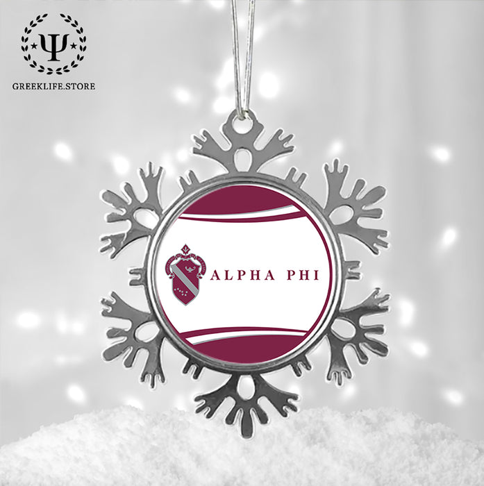 Alpha Phi Christmas Ornament - Snowflake Metal
