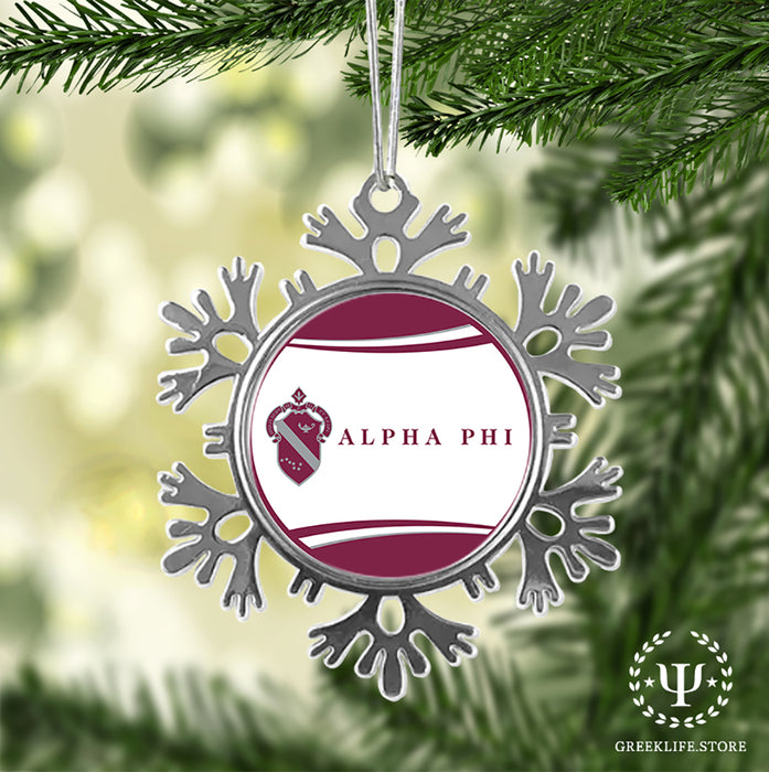 Alpha Phi Christmas Ornament - Snowflake Metal