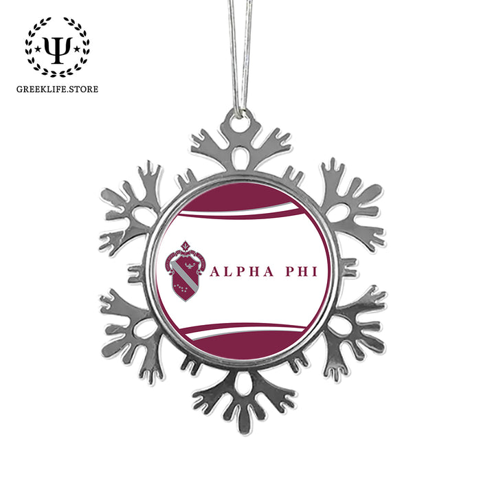 Alpha Phi Christmas Ornament - Snowflake Metal
