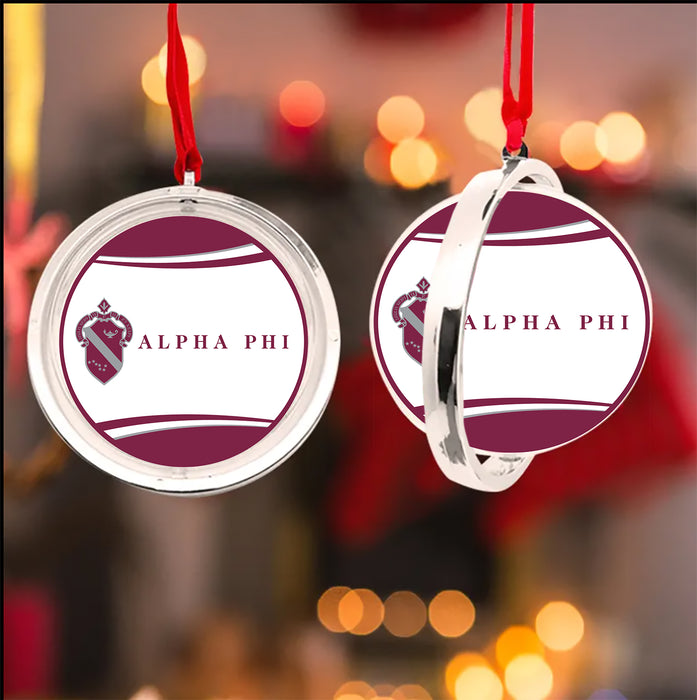 Alpha Phi Christmas Reversible Flat Round Ornament
