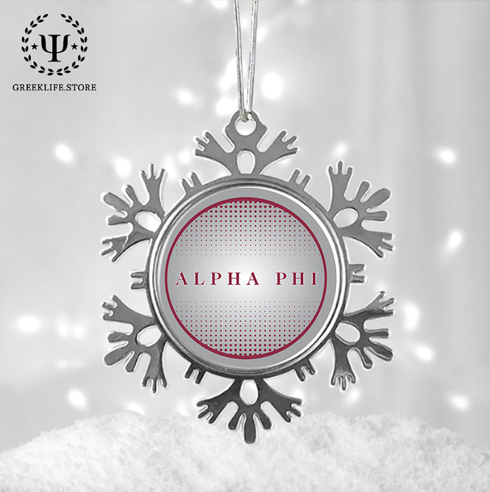 Alpha Phi Christmas Ornament - Snowflake Metal