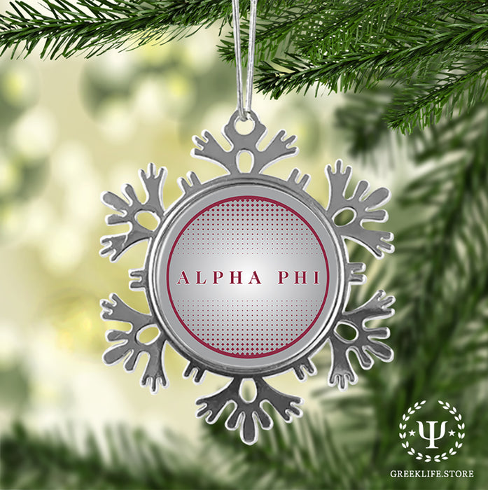 Alpha Phi Christmas Ornament - Snowflake Metal