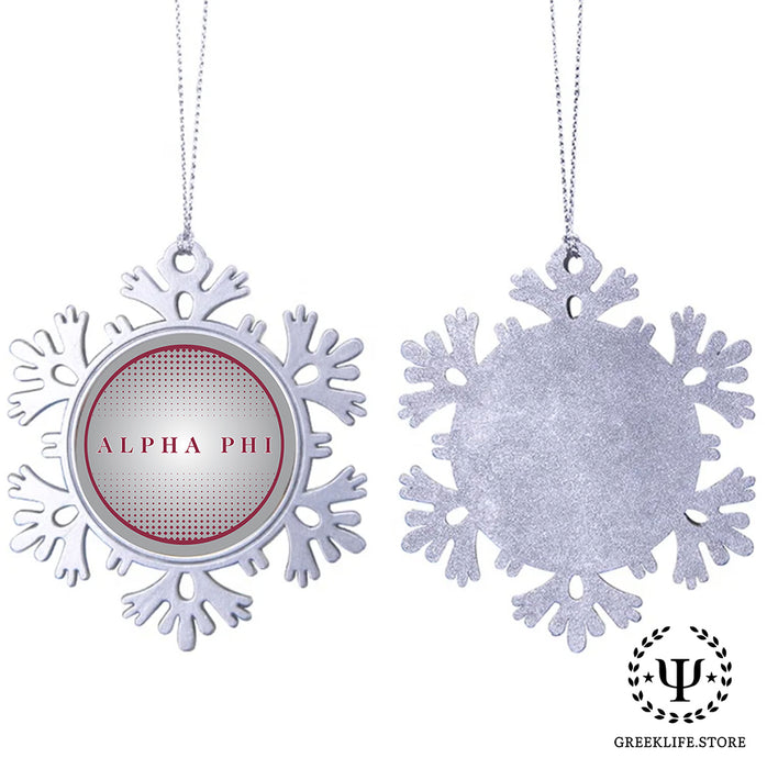 Alpha Phi Christmas Ornament - Snowflake Metal