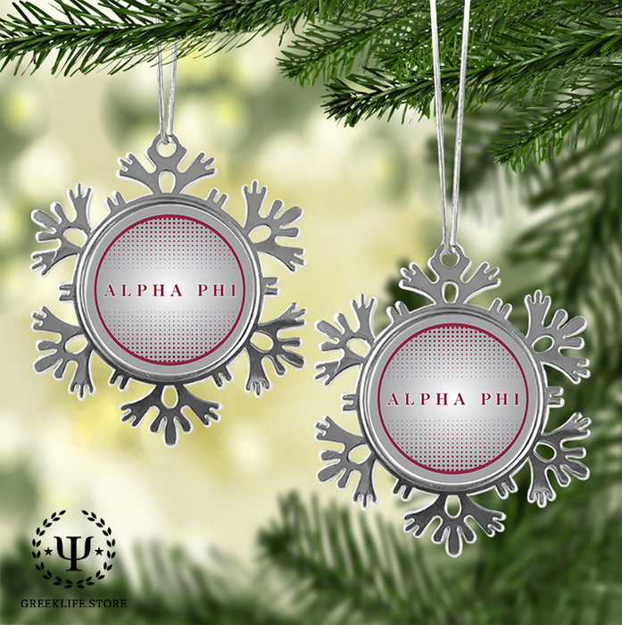 Alpha Phi Christmas Ornament - Snowflake Metal