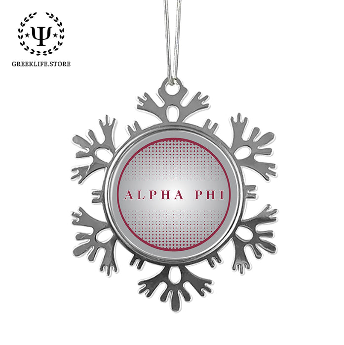 Alpha Phi Christmas Ornament - Snowflake Metal