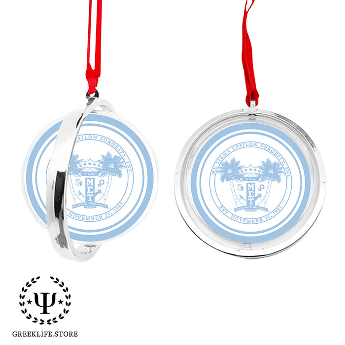 Mu Sigma Upsilon Christmas Reversible Flat Round Ornament