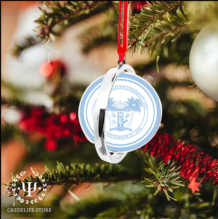 Mu Sigma Upsilon Christmas Reversible Flat Round Ornament