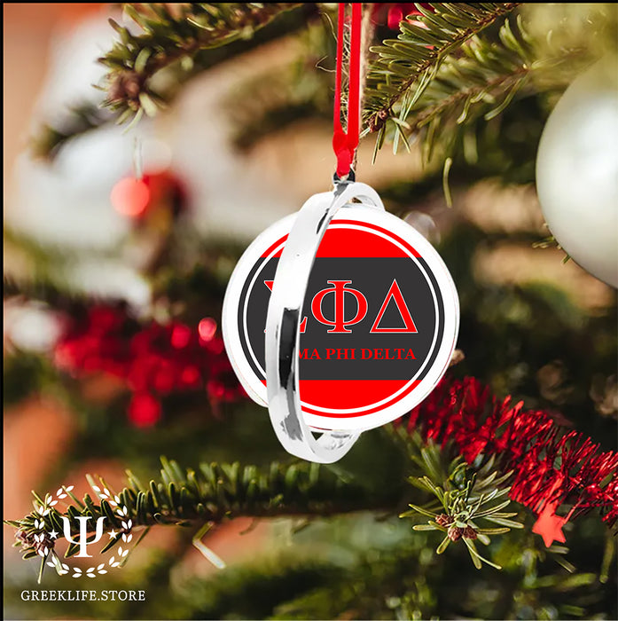 Sigma Phi Delta Christmas Reversible Flat Round Ornament