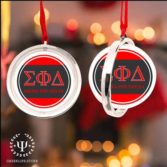 Sigma Phi Delta Christmas Reversible Flat Round Ornament