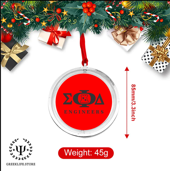 Sigma Phi Delta Christmas Reversible Flat Round Ornament