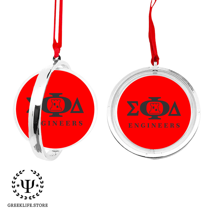 Sigma Phi Delta Christmas Reversible Flat Round Ornament
