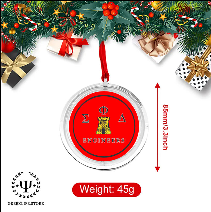 Sigma Phi Delta Christmas Reversible Flat Round Ornament