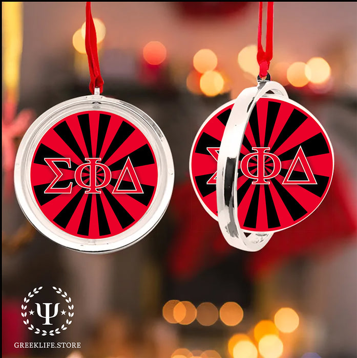 Sigma Phi Delta Christmas Reversible Flat Round Ornament