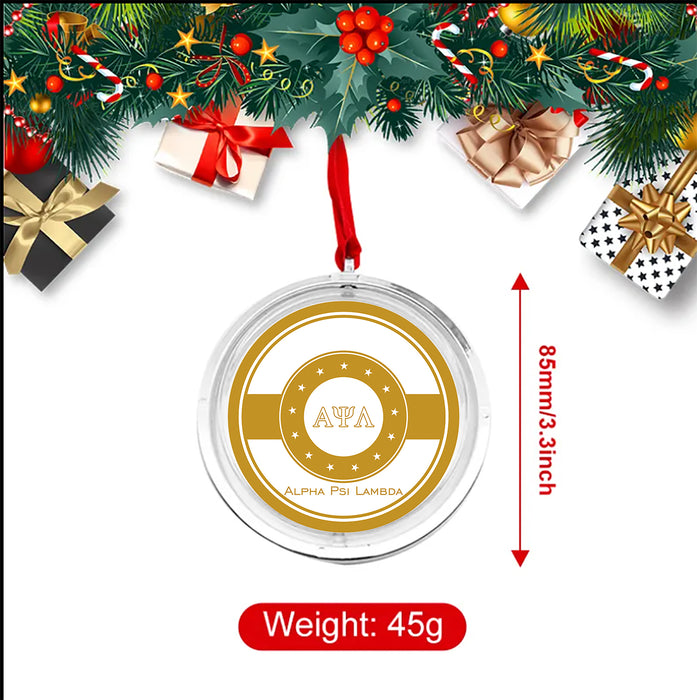 Alpha Psi Lambda Christmas Reversible Flat Round Ornament