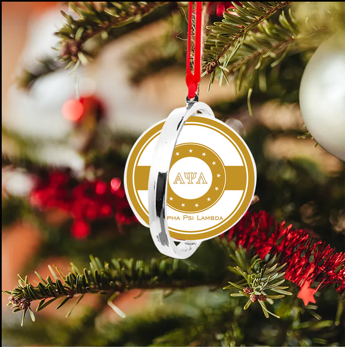 Alpha Psi Lambda Christmas Reversible Flat Round Ornament