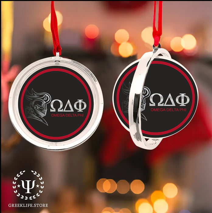 Omega Delta Phi Christmas Reversible Flat Round Ornament