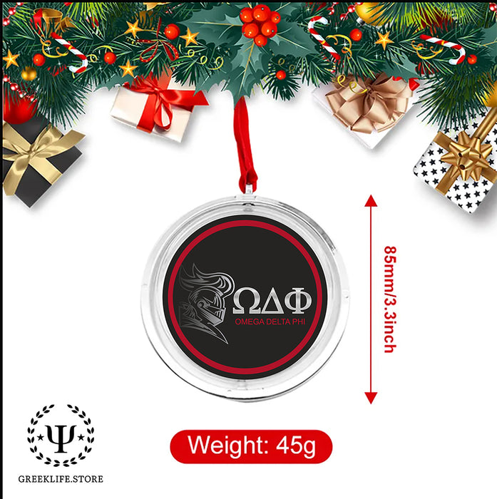 Omega Delta Phi Christmas Reversible Flat Round Ornament
