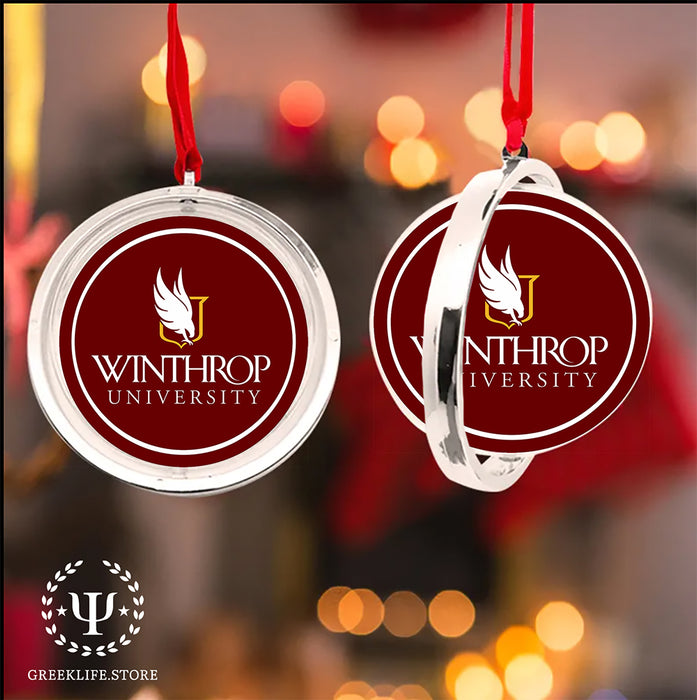 Winthrop University Christmas Reversible Flat Round Ornament