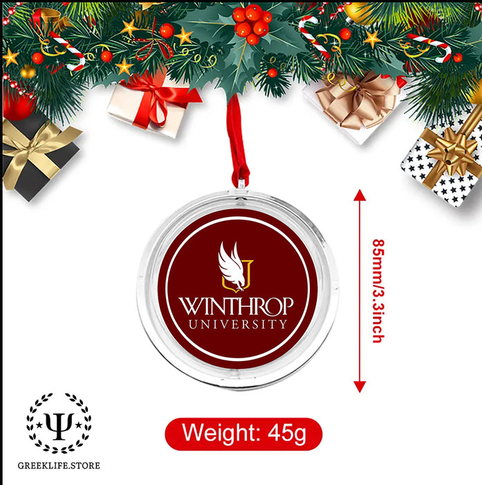 Winthrop University Christmas Reversible Flat Round Ornament