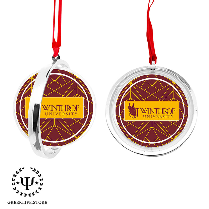 Winthrop University Christmas Reversible Flat Round Ornament