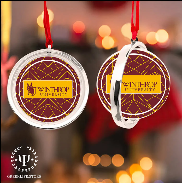 Winthrop University Christmas Reversible Flat Round Ornament