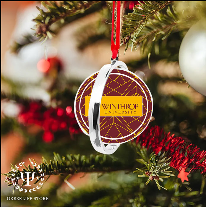 Winthrop University Christmas Reversible Flat Round Ornament