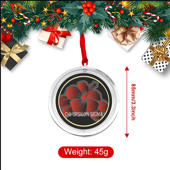 Chi Upsilon Sigma Christmas Reversible Flat Round Ornament