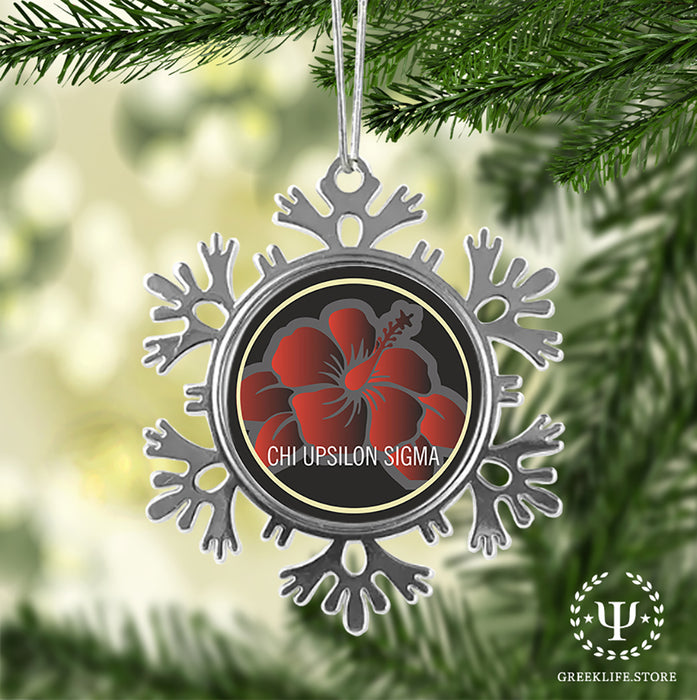 Chi Upsilon Sigma Christmas Ornament - Snowflake Metal