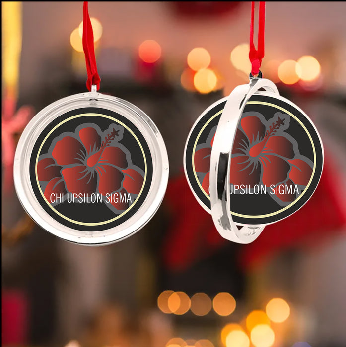Chi Upsilon Sigma Christmas Reversible Flat Round Ornament