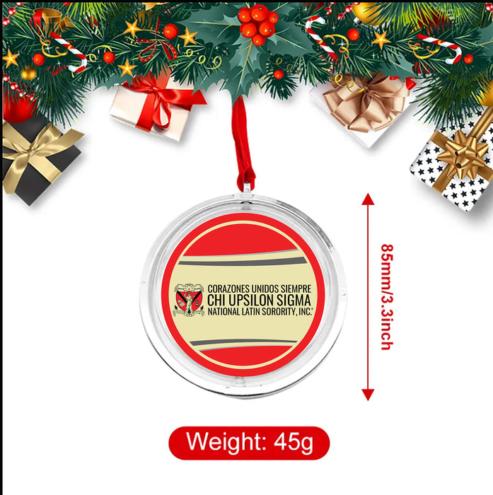 Chi Upsilon Sigma Christmas Reversible Flat Round Ornament