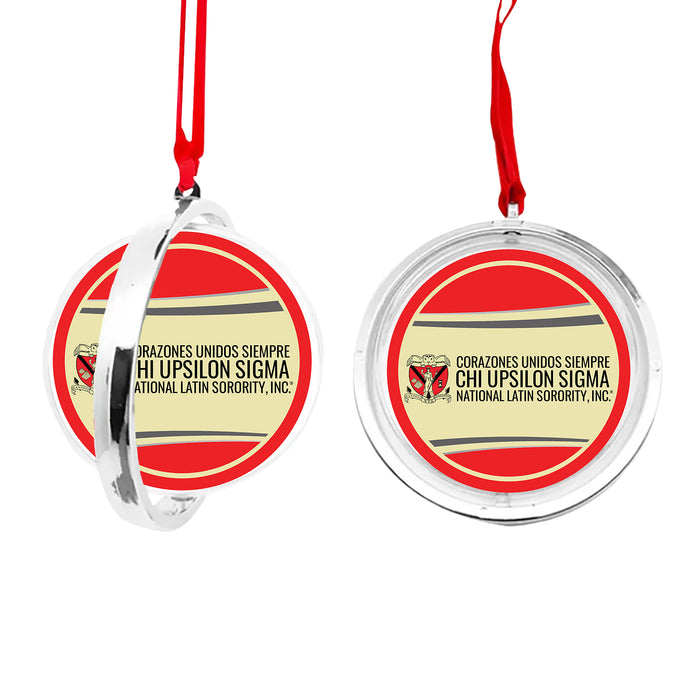 Chi Upsilon Sigma Christmas Reversible Flat Round Ornament