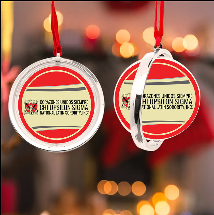 Chi Upsilon Sigma Christmas Reversible Flat Round Ornament