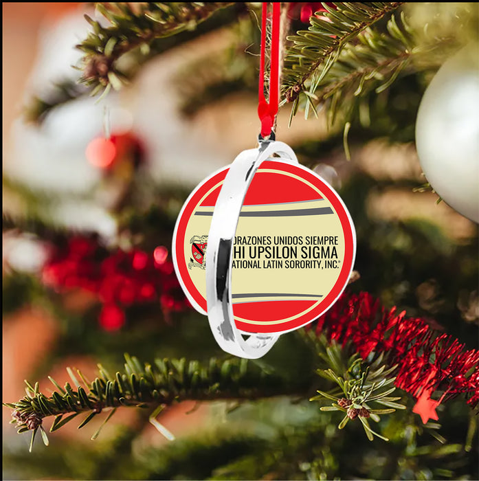 Chi Upsilon Sigma Christmas Reversible Flat Round Ornament