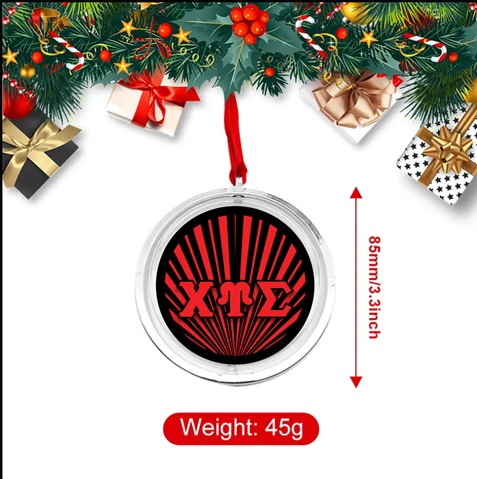 Chi Upsilon Sigma Christmas Reversible Flat Round Ornament
