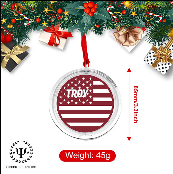 Troy University Christmas Reversible Flat Round Ornament