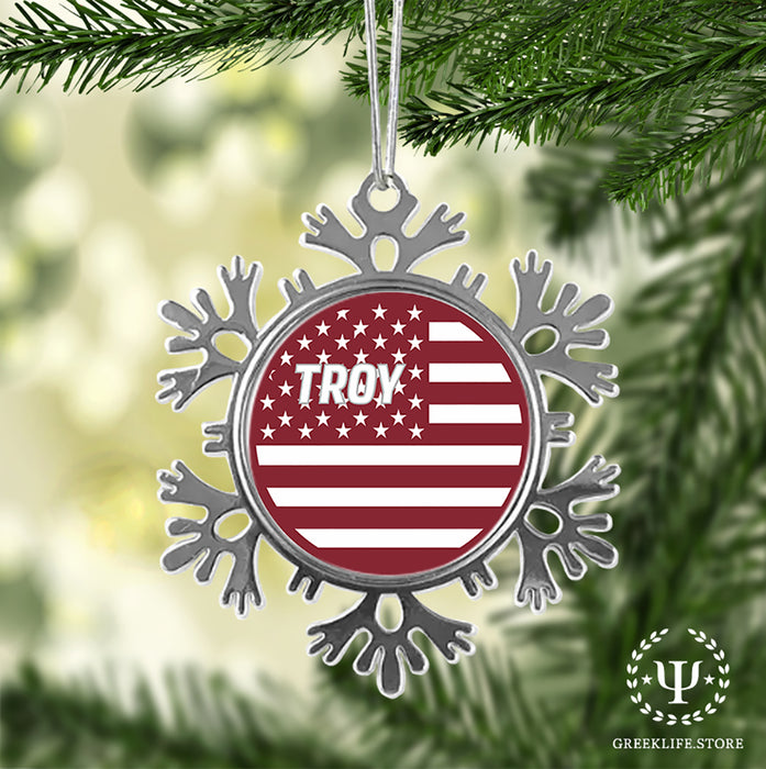 Troy University Christmas Ornament - Snowflake Metal