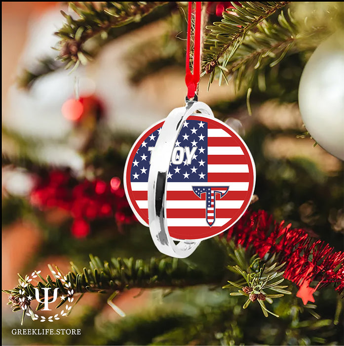 Troy University Christmas Reversible Flat Round Ornament