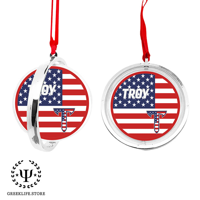 Troy University Christmas Reversible Flat Round Ornament