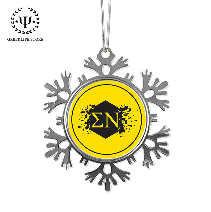 Sigma Nu Christmas Ornament - Snowflake Metal