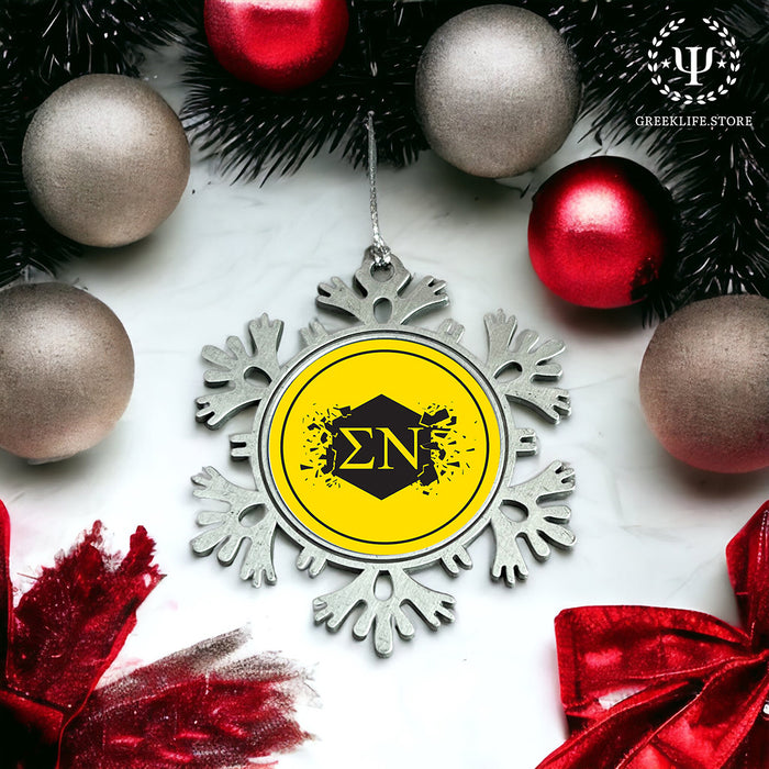 Sigma Nu Christmas Ornament - Snowflake Metal