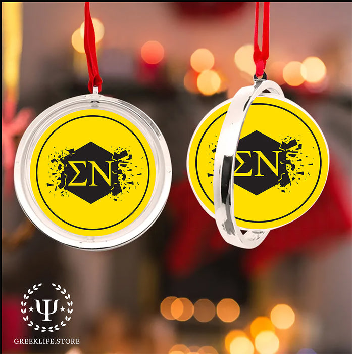 Sigma Nu Christmas Reversible Flat Round Ornament