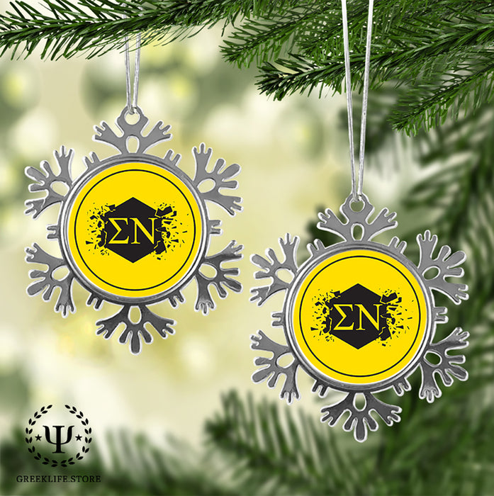 Sigma Nu Christmas Ornament - Snowflake Metal