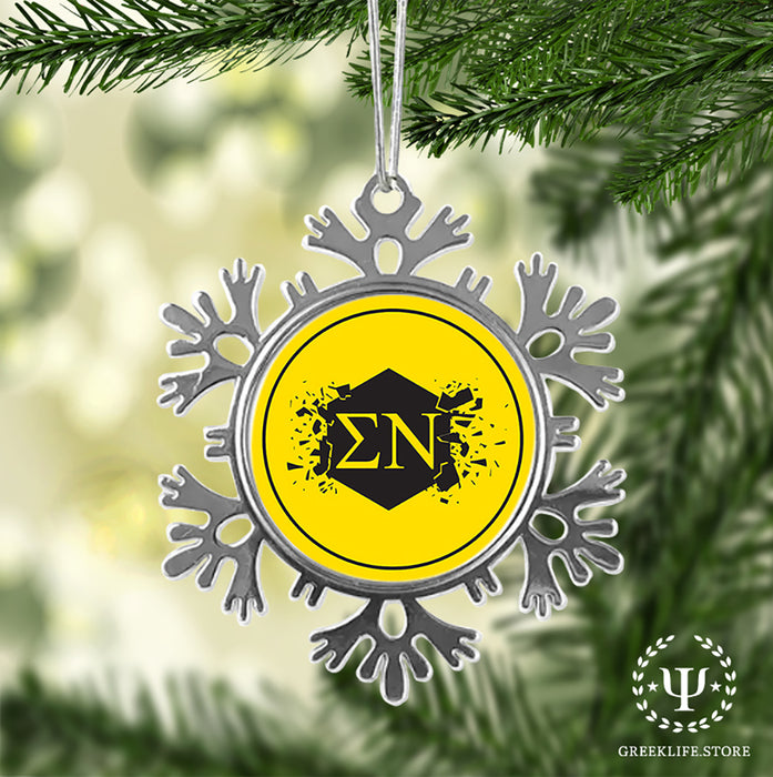 Sigma Nu Christmas Ornament - Snowflake Metal