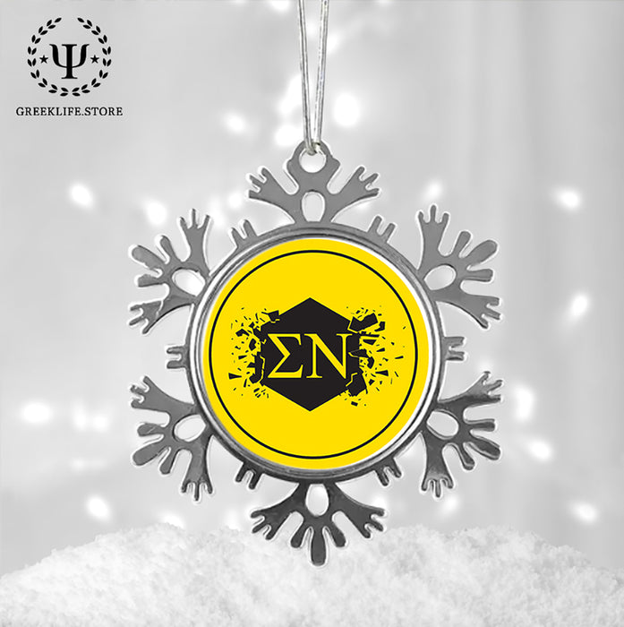 Sigma Nu Christmas Ornament - Snowflake Metal
